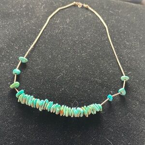 Turquoise Beaded Necklace 17.5 inches